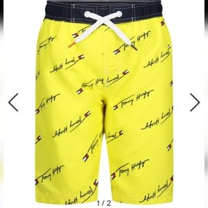 Tommy Hilfiger Big Boys Logo Script Swim Trunks Sunrise Yellow Size L